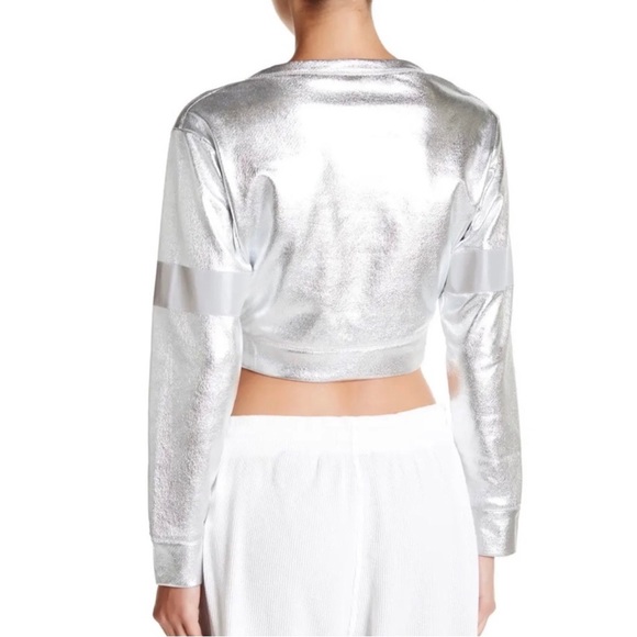 NEW NORMA KAMALI METALLIC CROPPED SWEATSHIRT - Picture 5 of 6